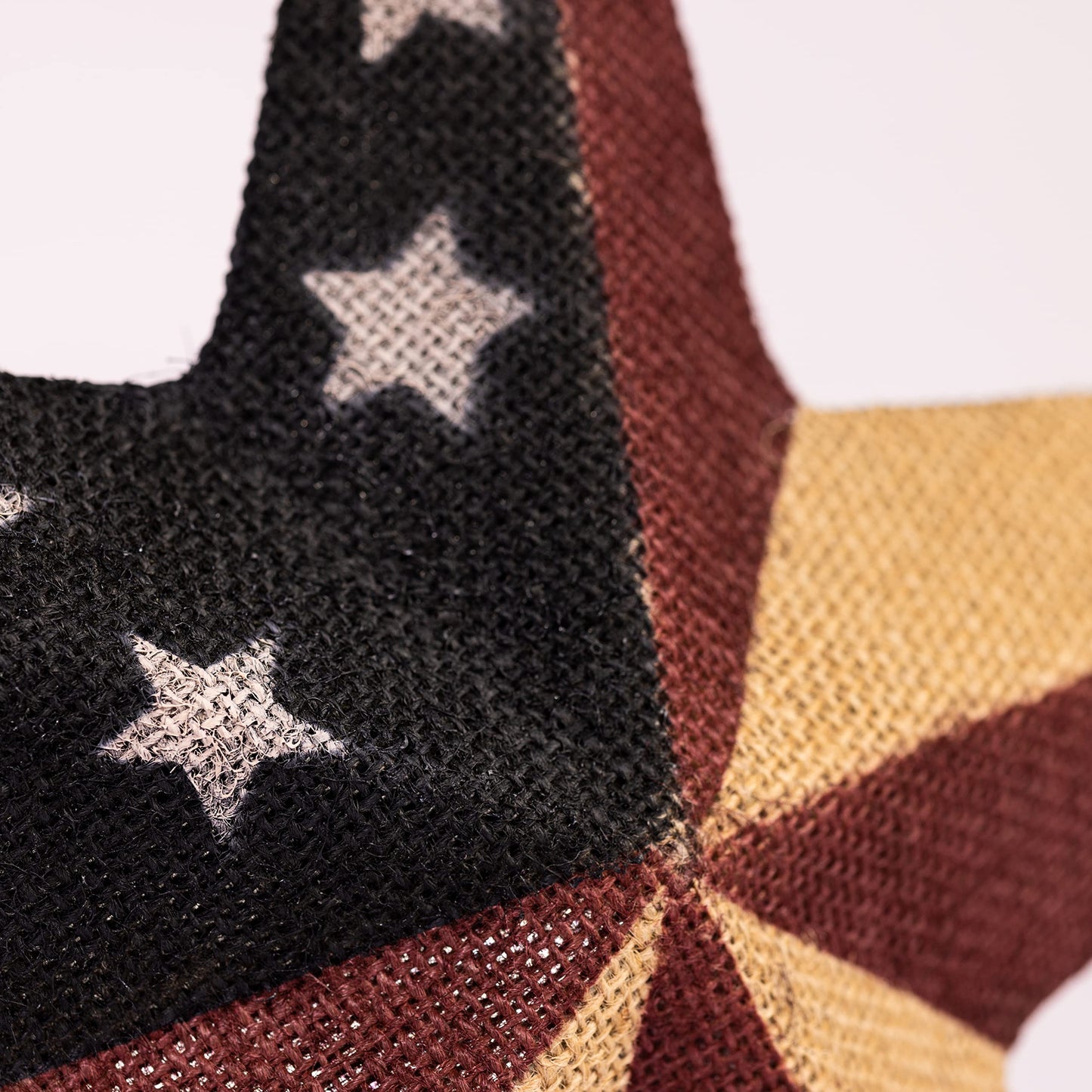 CWI Gifts Metal and Burlap Patriotic Barn Star - 12" American Flag Hanging Star - Farmhouse Wall Decor - 1
